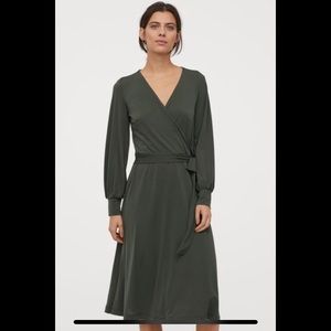 NWT H&M Green Crepe Wrap Dress